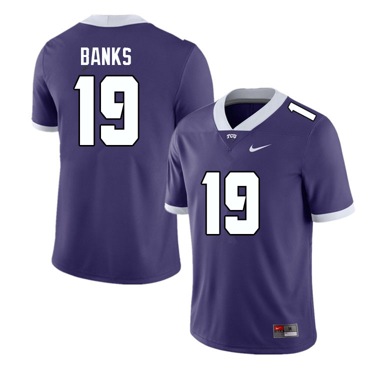 Men #19 Shadrach Banks TCU Horned Frogs College Football Jerseys Sale-Purple - Click Image to Close